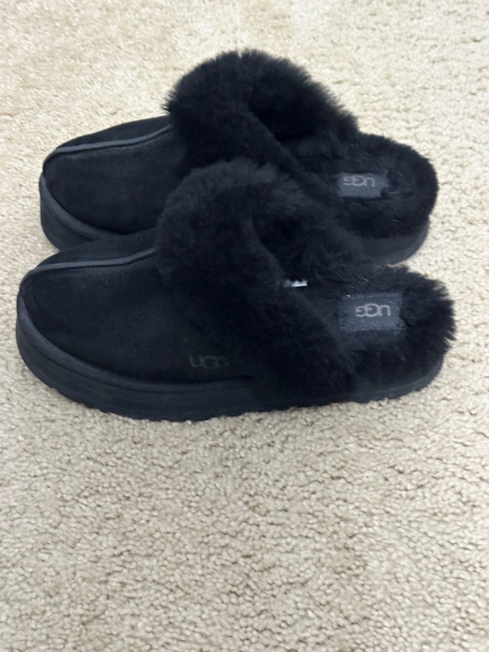 UGG Disquette Suede Slippers Size 9 in Black VGUC - Picture 4 of 11